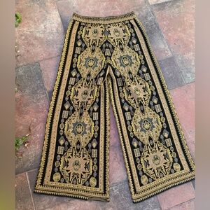 Zara Wide Leg Jacquard Pants - Size M